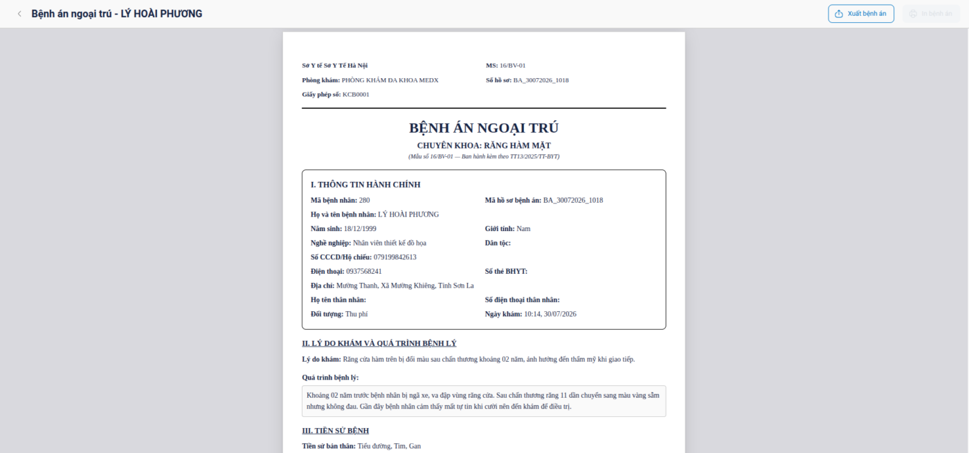 In đơn thuốc và phiếu chỉ định
