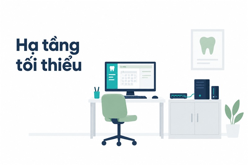Hạ tầng công nghệ thông tin tối thiểu tại một phòng khám, máy trạm và ổ lưu trữ dự phòng