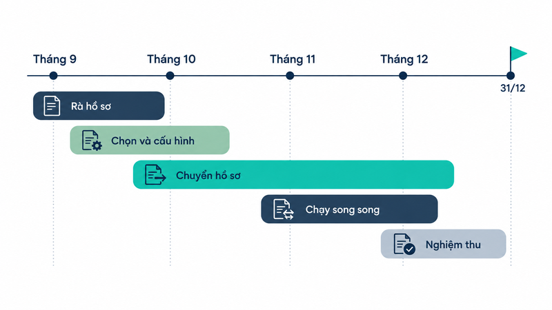 dòng thời gian tính ngược các giai đoạn triển khai bệnh án điện tử tới hạn chót 31/12/2026
