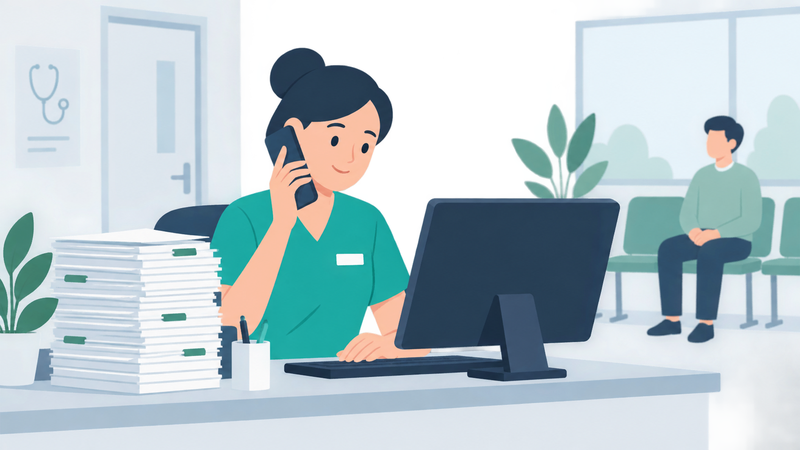 lễ tân chậm lại trong những tuần đầu vừa tiếp khách vừa nhập hồ sơ giấy