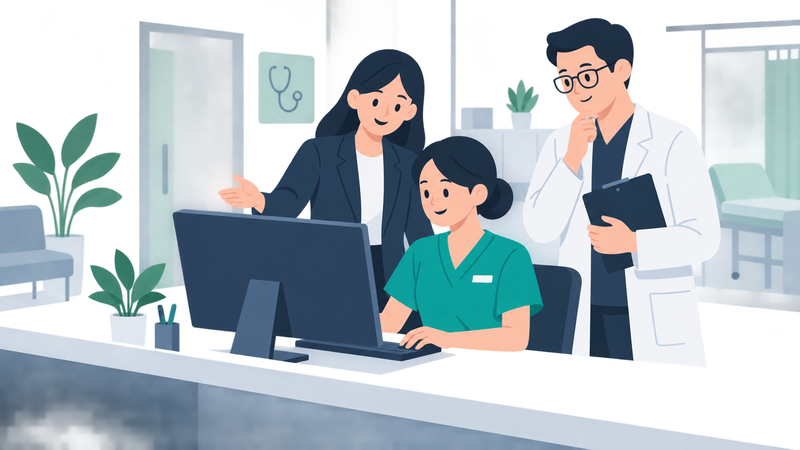 để lễ tân thao tác thử khi đánh giá phần mềm quản lý phòng khám