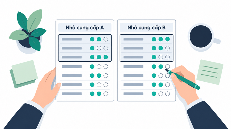 bảng chấm điểm tiêu chí chọn phần mềm quản lý phòng khám so sánh hai nhà cung cấp