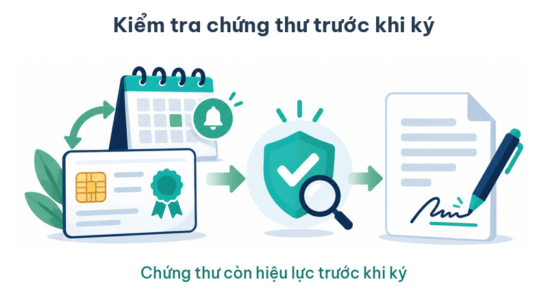 Kiểm tra trạng thái chứng thư trước khi ký và theo dõi thời hạn gia hạn